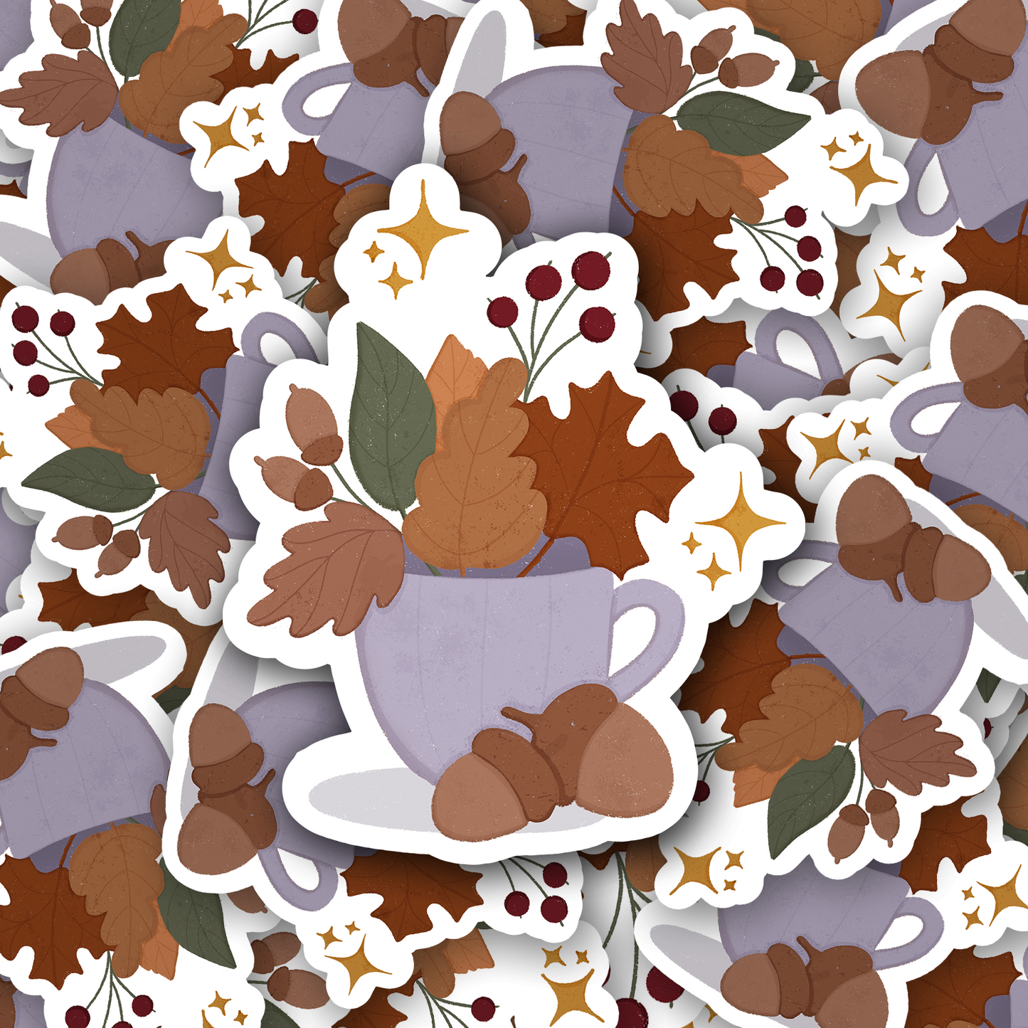 Autumn Cup of leaves Vinyl waterproof Sticker