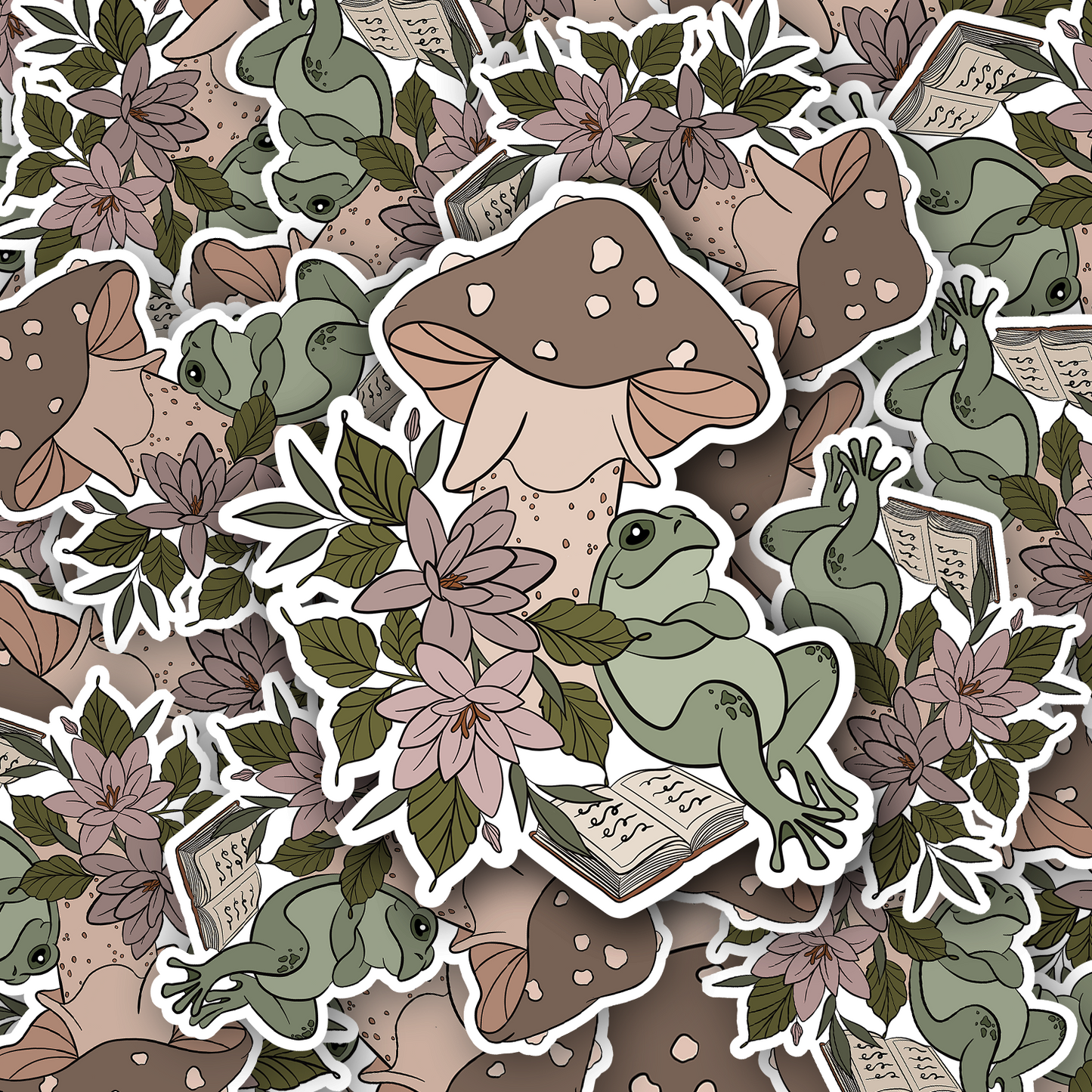 Frog Under a Toadstool Vinyl waterproof Sticker