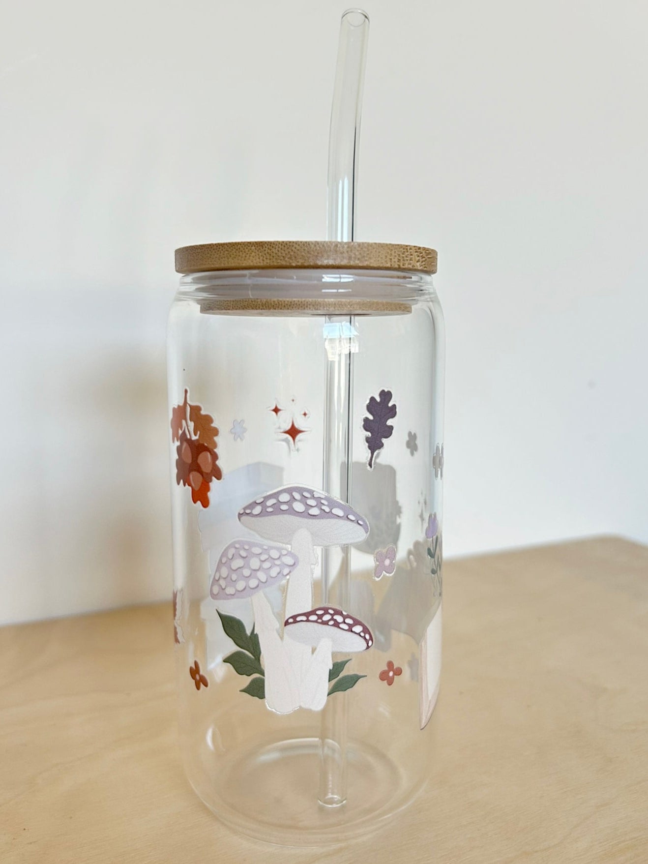 Books Toadstool Candle Glass Tumbler 17oz Straw