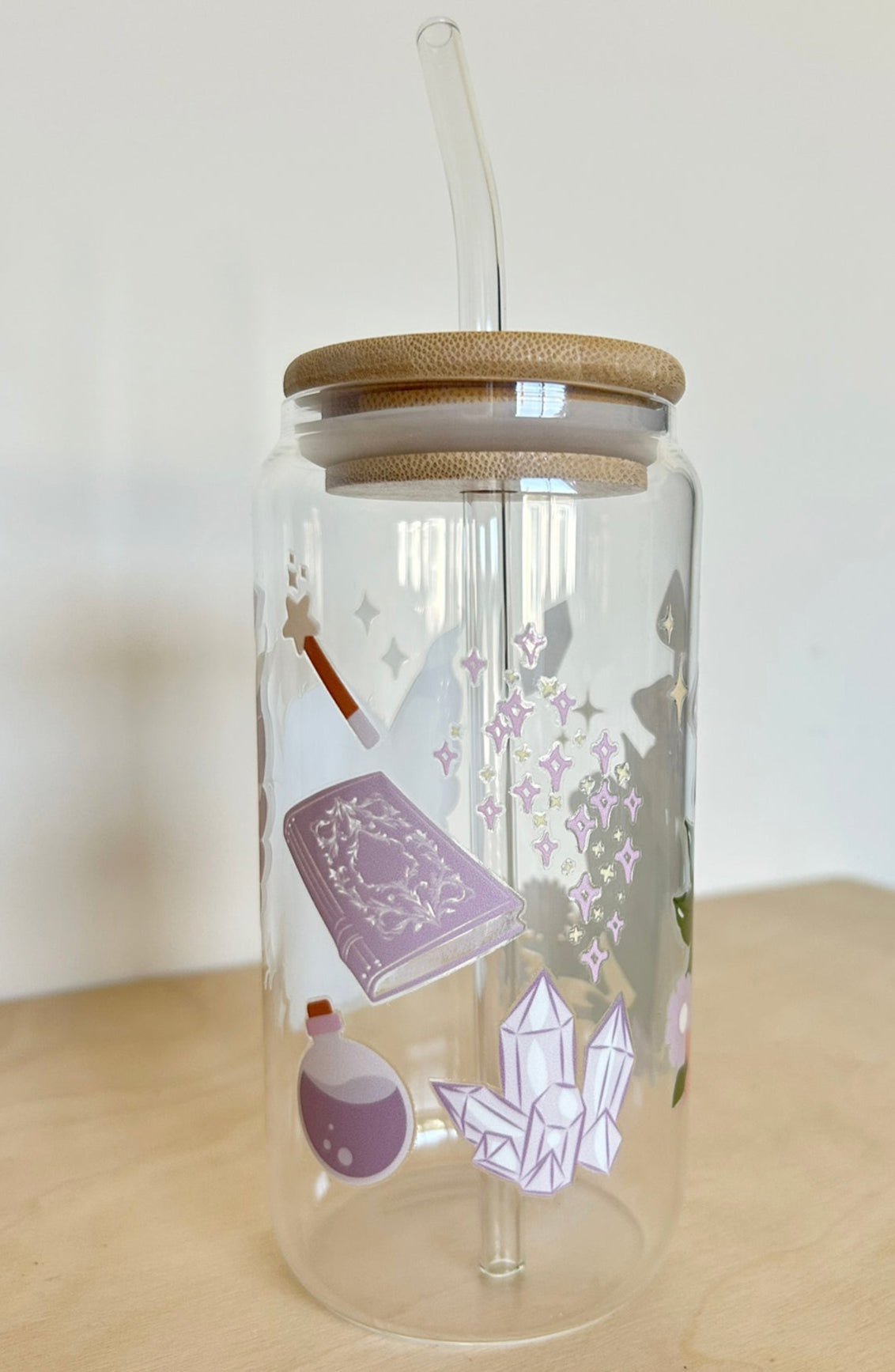Frog Bunny Book Toadstool Glass Tumbler 17oz Straw