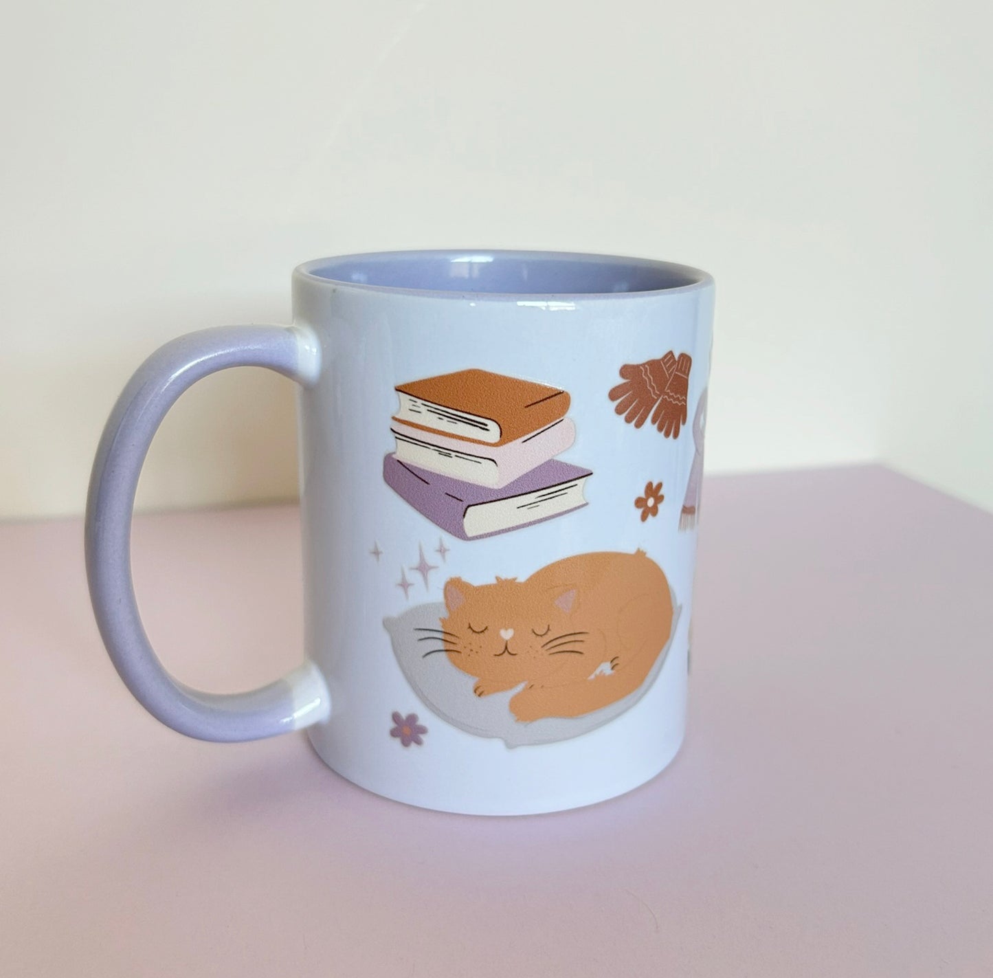 Lilac Mug Cosy Cat Books Candle Hat Blanket