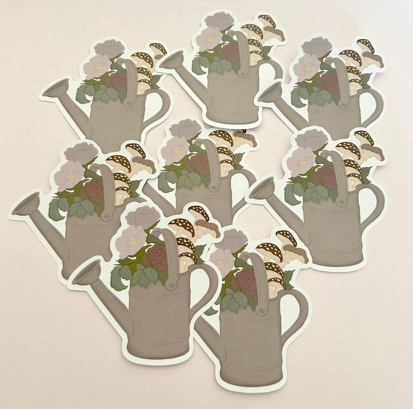 Toadstool Watering Can Vinyl waterproof Sticker