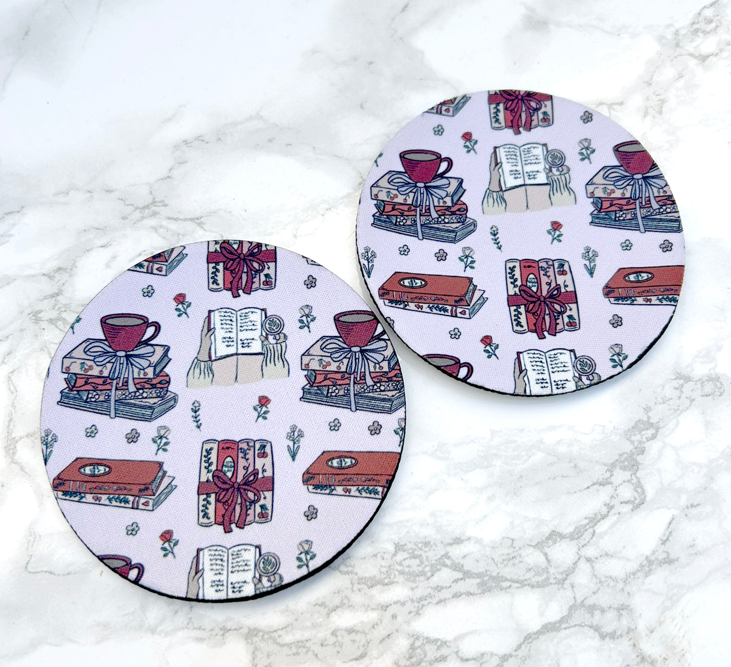 Red Books Print Neoprene Coaster 2 Pack