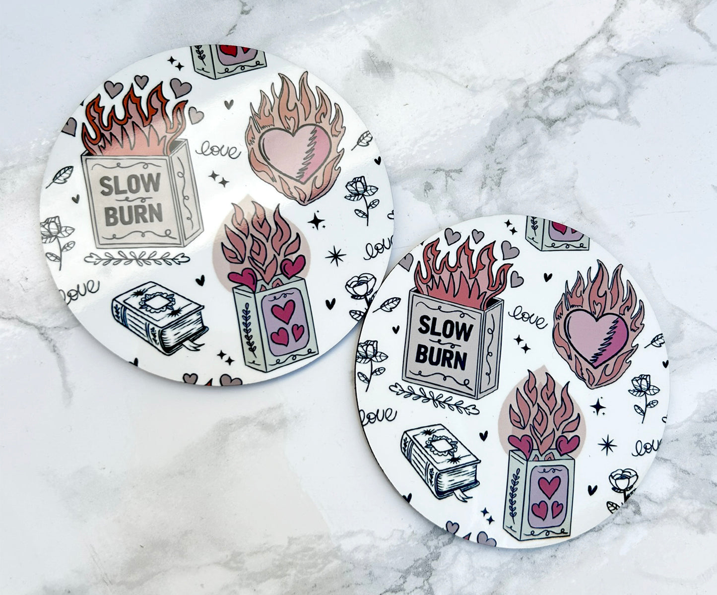 Slow Burn Hard Cork Coaster 2 Pack