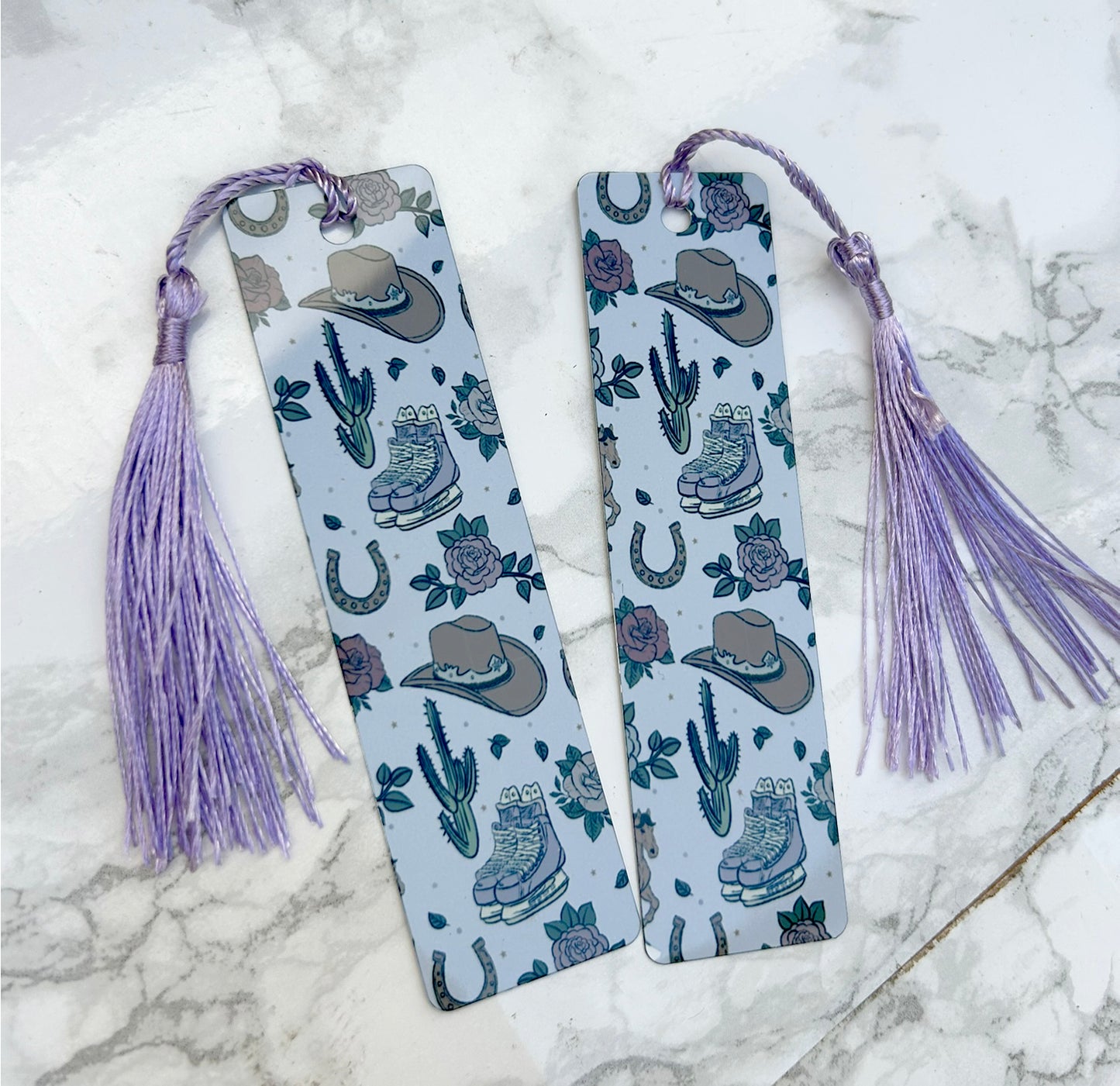 Small Town Cowboy Double Sided Bookmark Aluminum Tassel