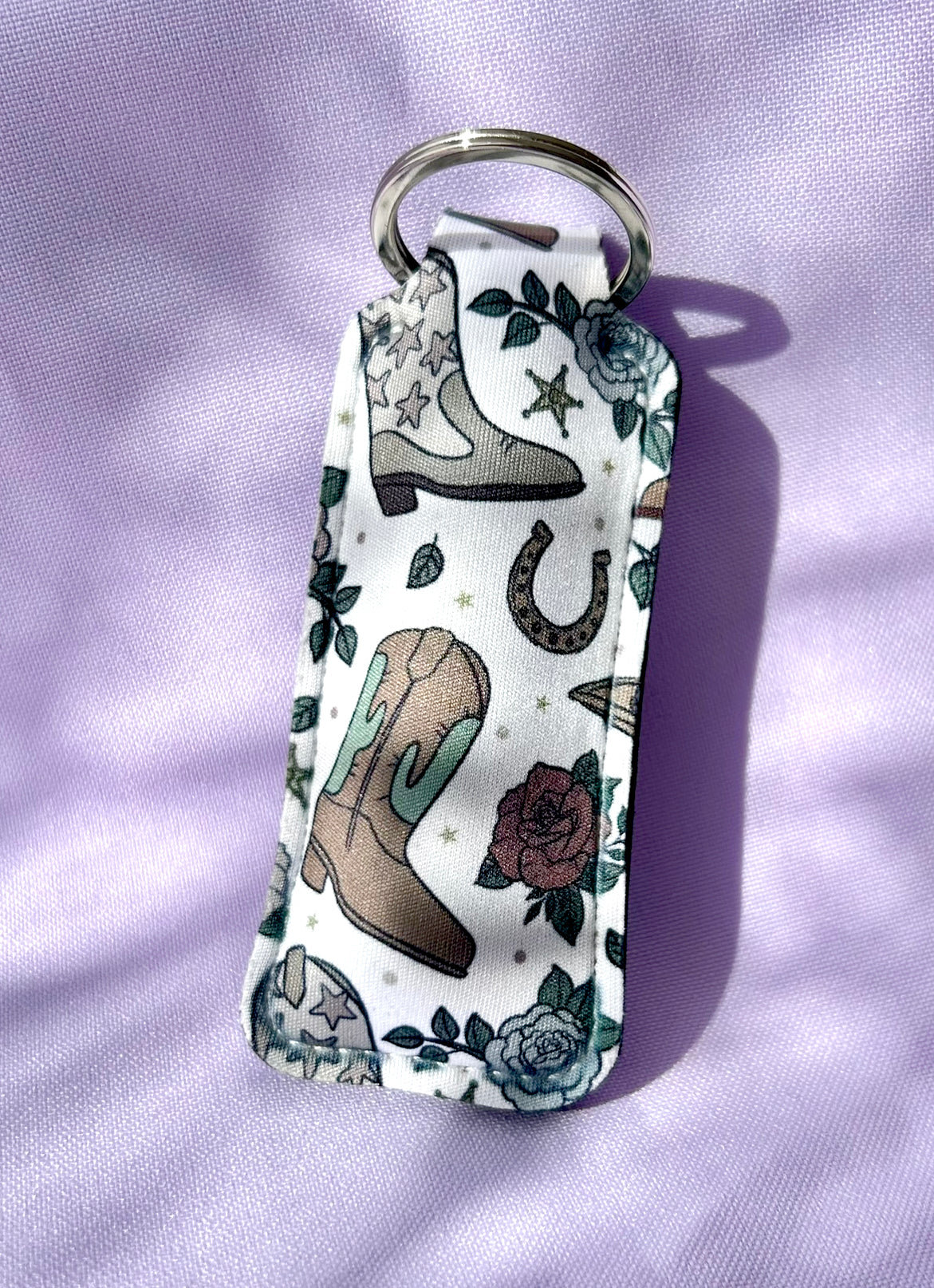 Cowboy Boots Lip Balm Holder Keyring