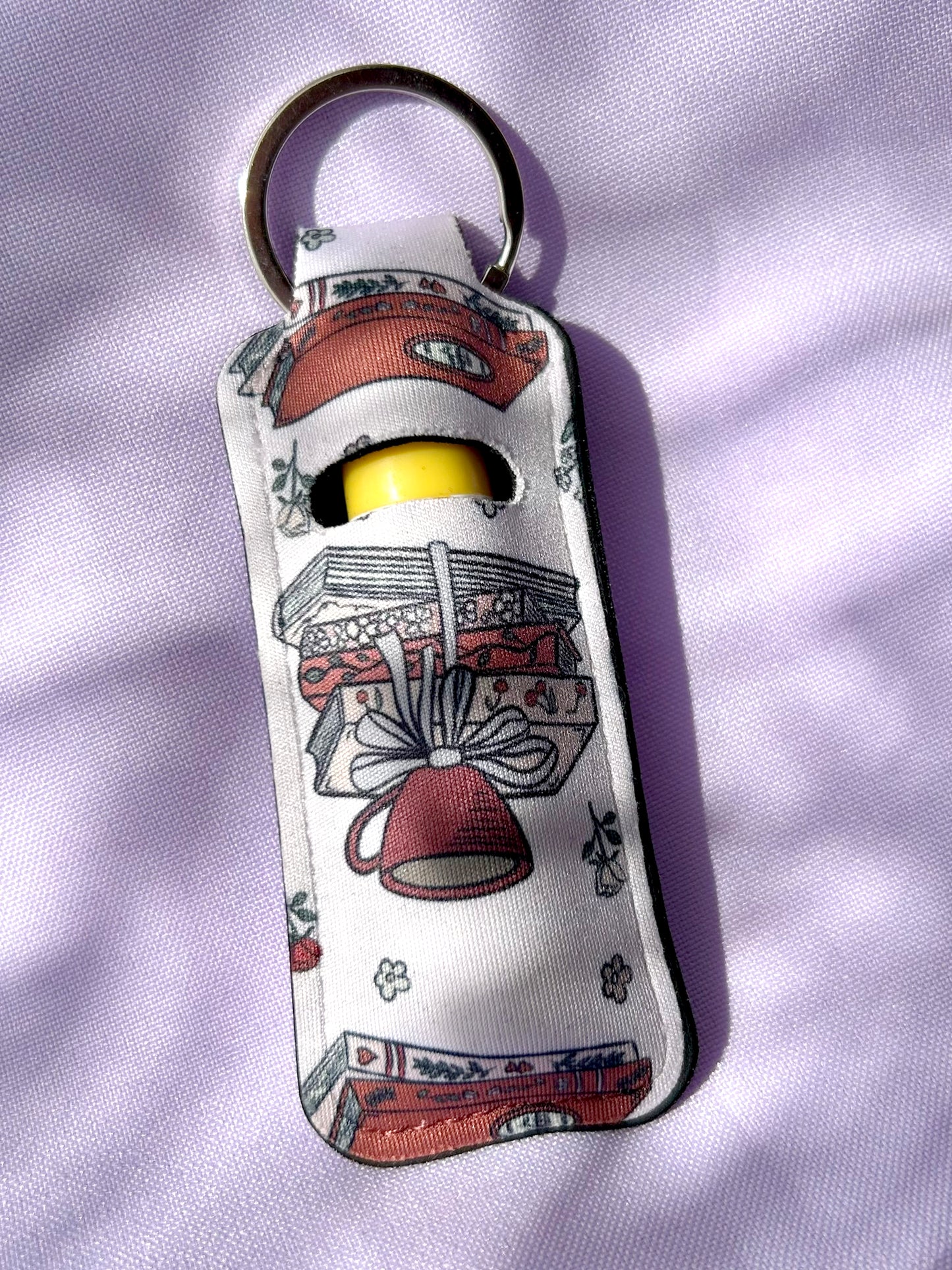 Red Books Lip Balm Holder Keyring