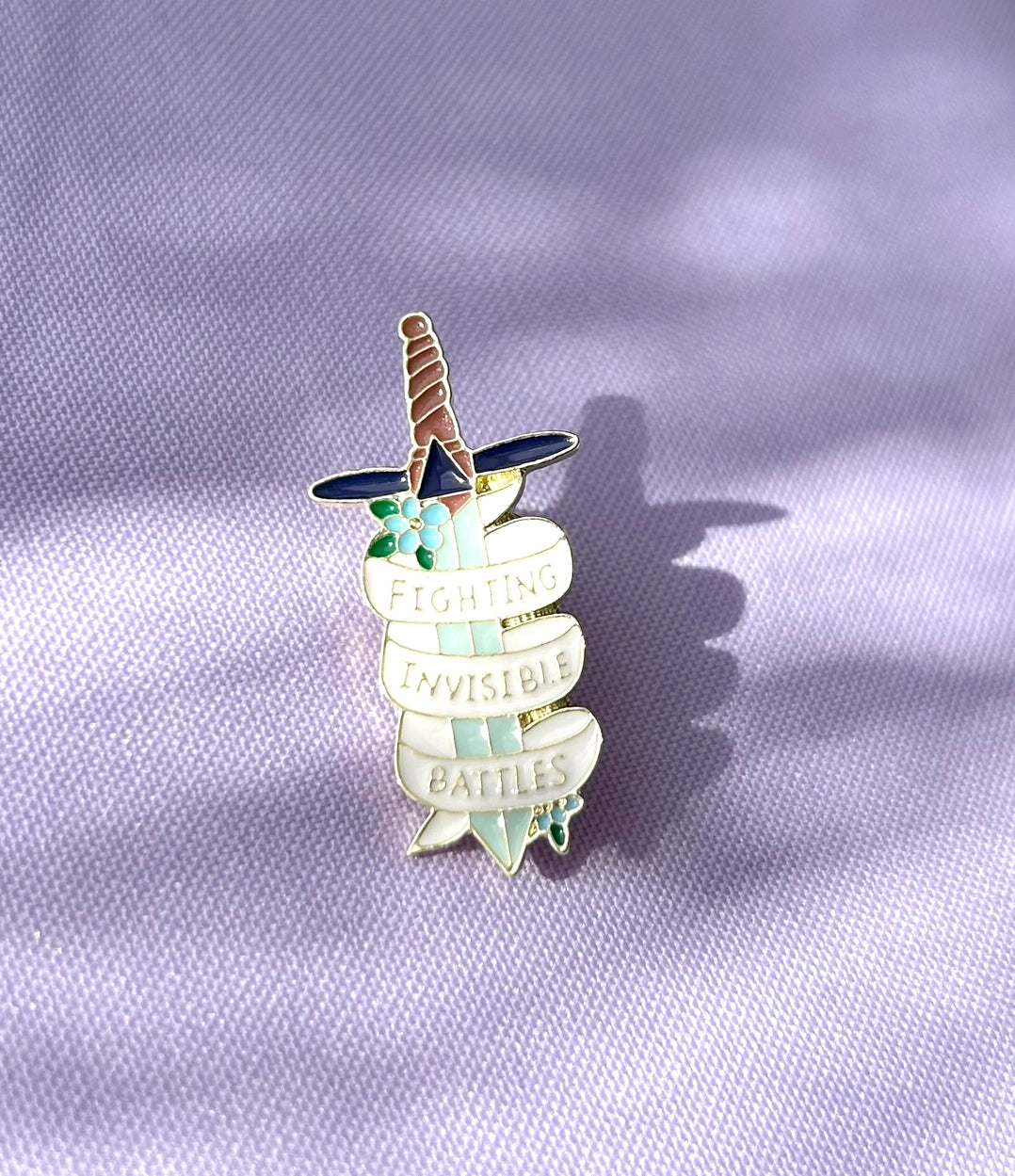 Fighting Invisible Battles Sword Enamel Pin