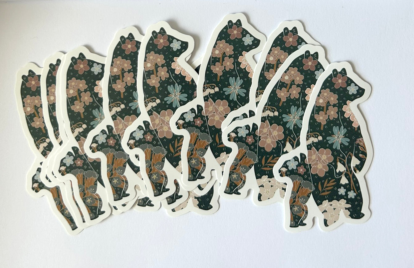 Scandinavian Woodland Folk Bear Vinyl waterproof Sticker
