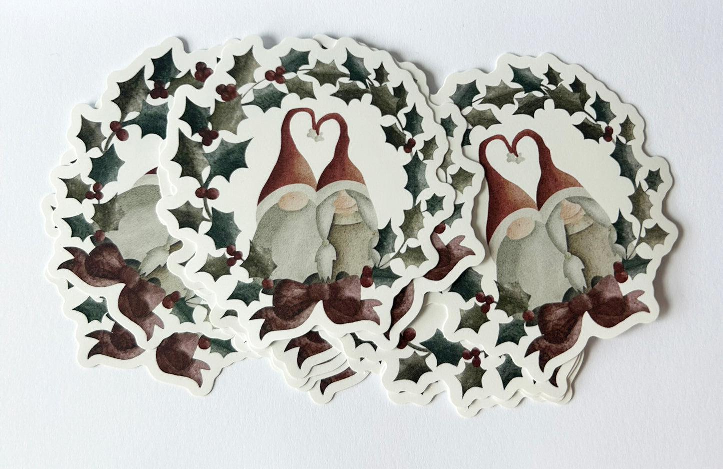 Christmas Gonks Watercolour Vinyl waterproof Sticker