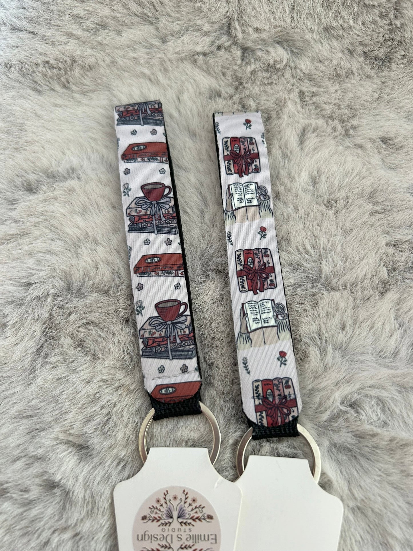 Red & Pink Books Wristlet Keyrings