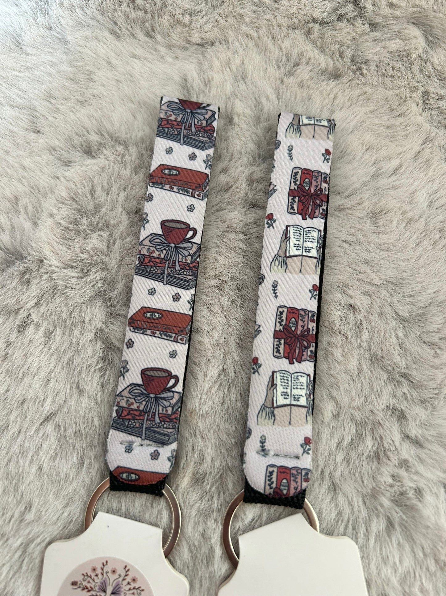 Red & Pink Books Wristlet Keyrings