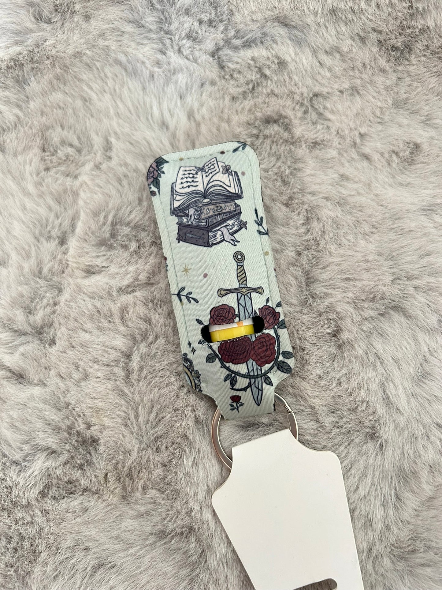Cream Romantasy Lip Balm Holder Keyring