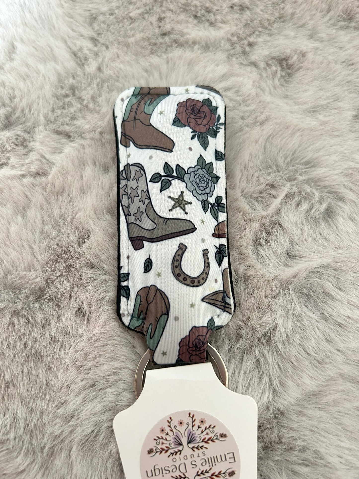 Cowboy Boots Lip Balm Holder Keyring