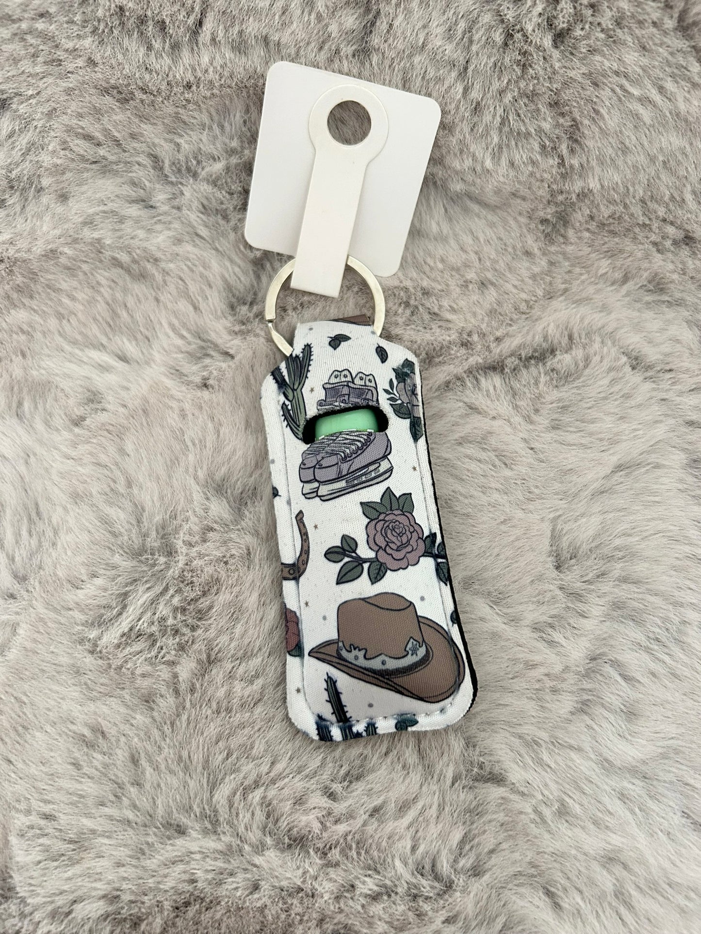 Cowboy Romance Lip Balm Holder Keyring