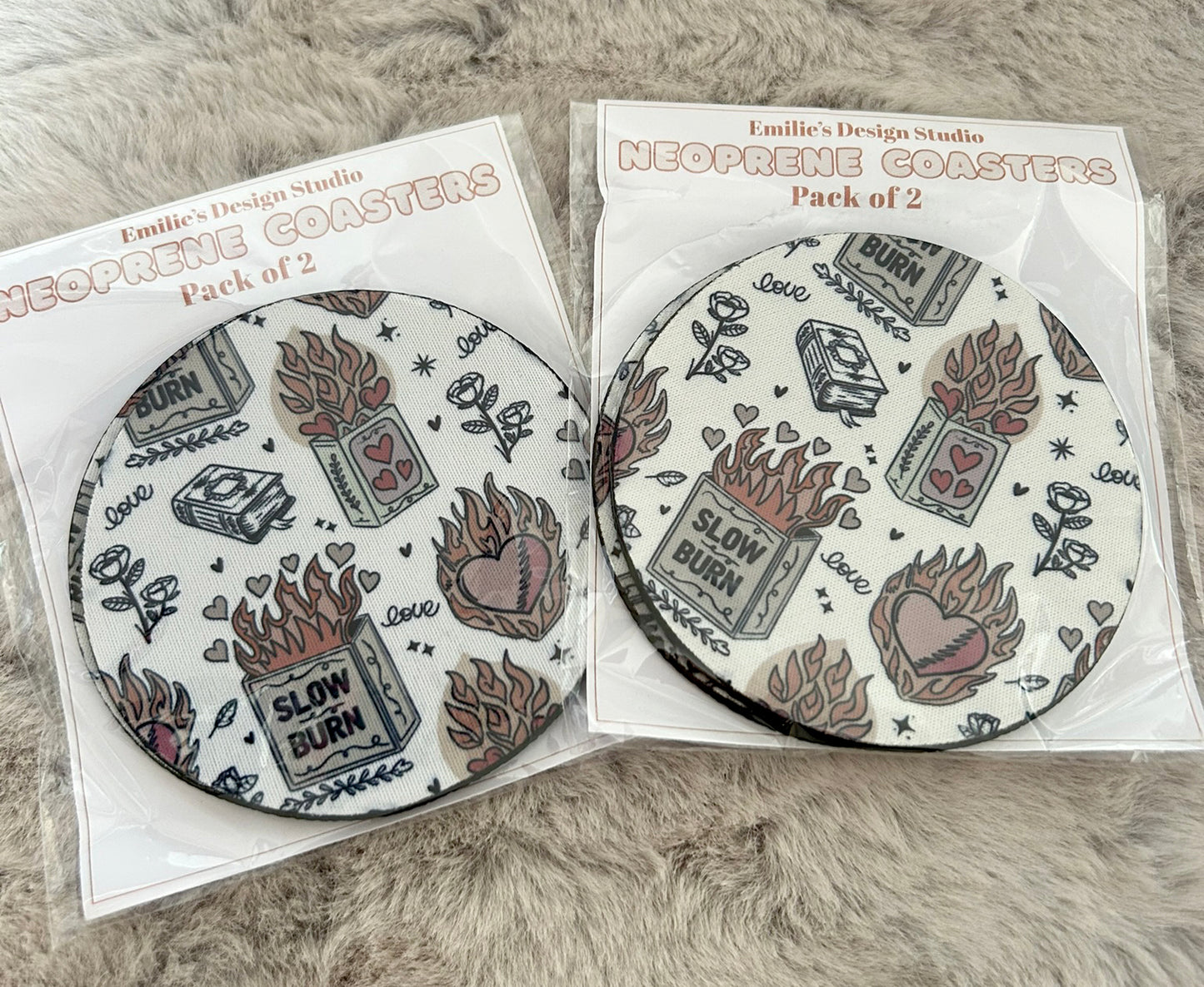 Slow Burn Print Neoprene Coaster 2 Pack