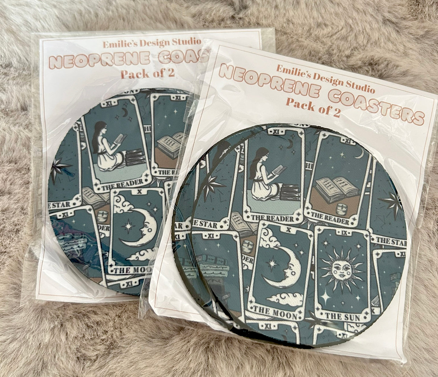 Tarot Cards Print Neoprene Coaster 2 Pack