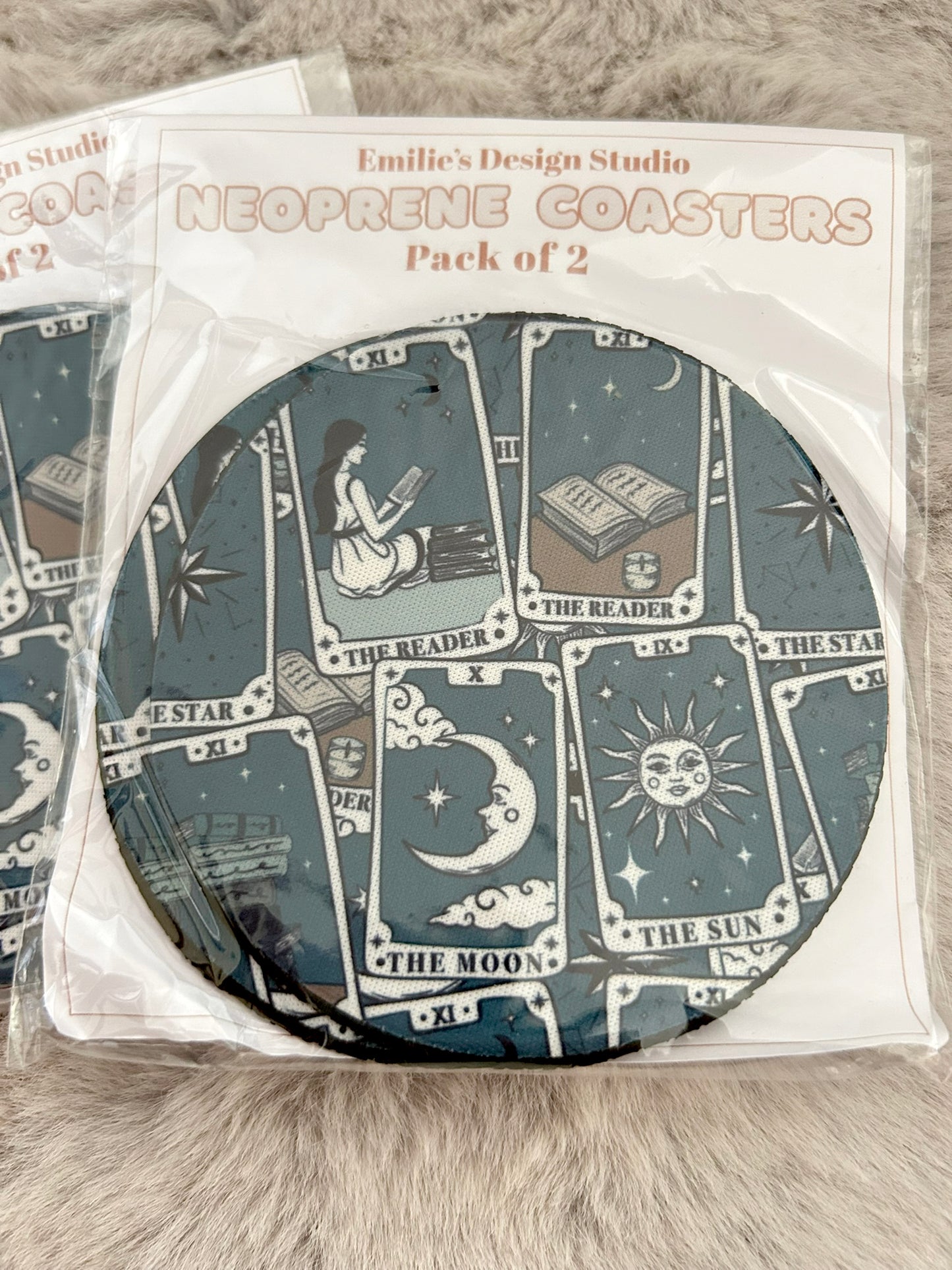 Tarot Cards Print Neoprene Coaster 2 Pack
