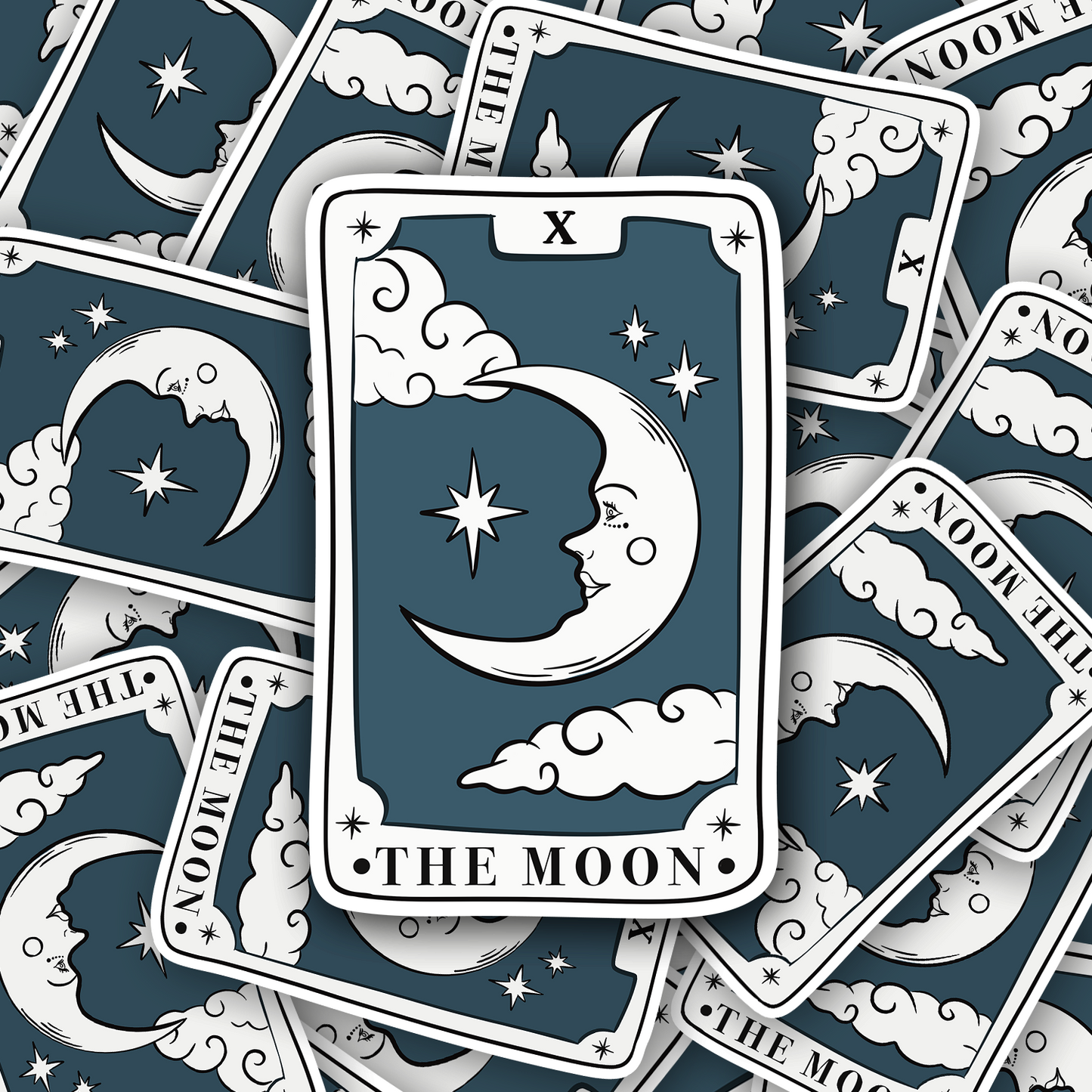 Moon Tarot Card Vinyl waterproof Sticker