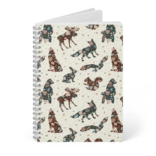 Scandi Folk Animals Floral A5 Wirobound Softcover Notebook