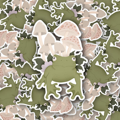 Toadstool Frog Vinyl waterproof Sticker
