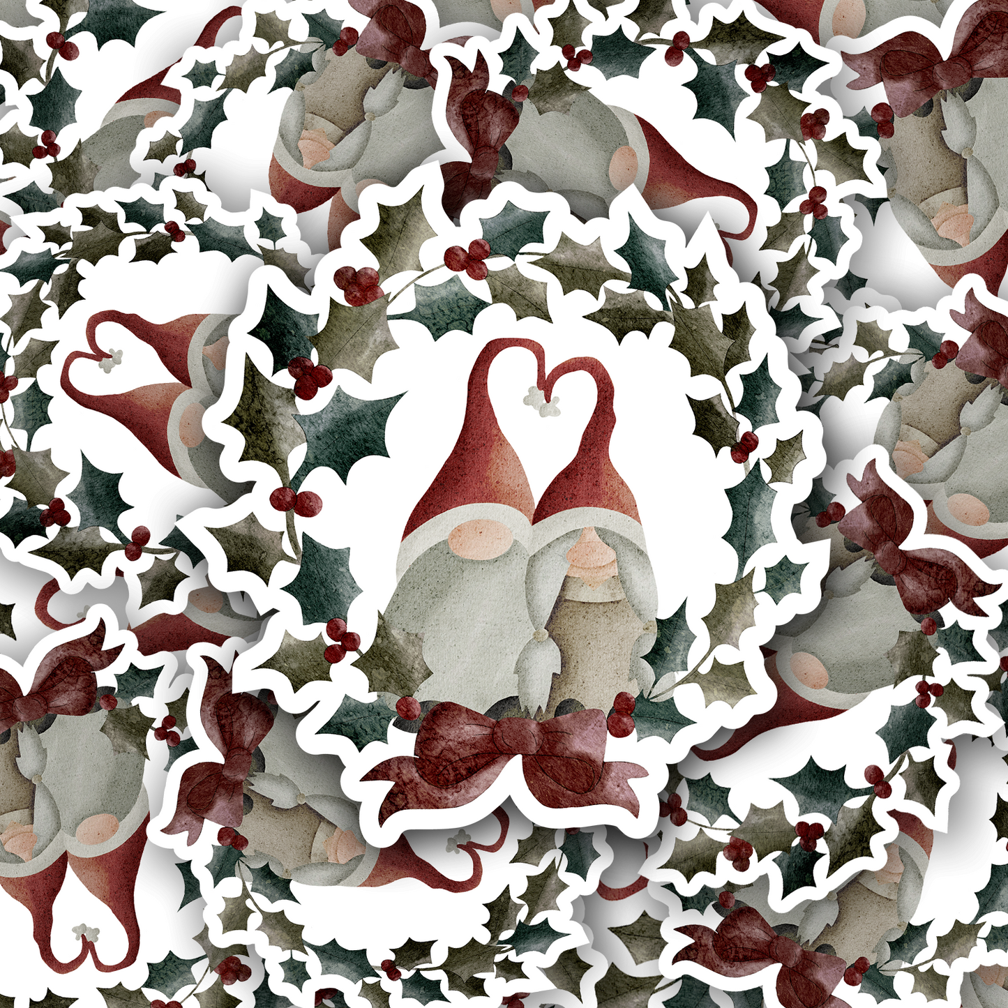 Christmas Gonks Watercolour Vinyl waterproof Sticker