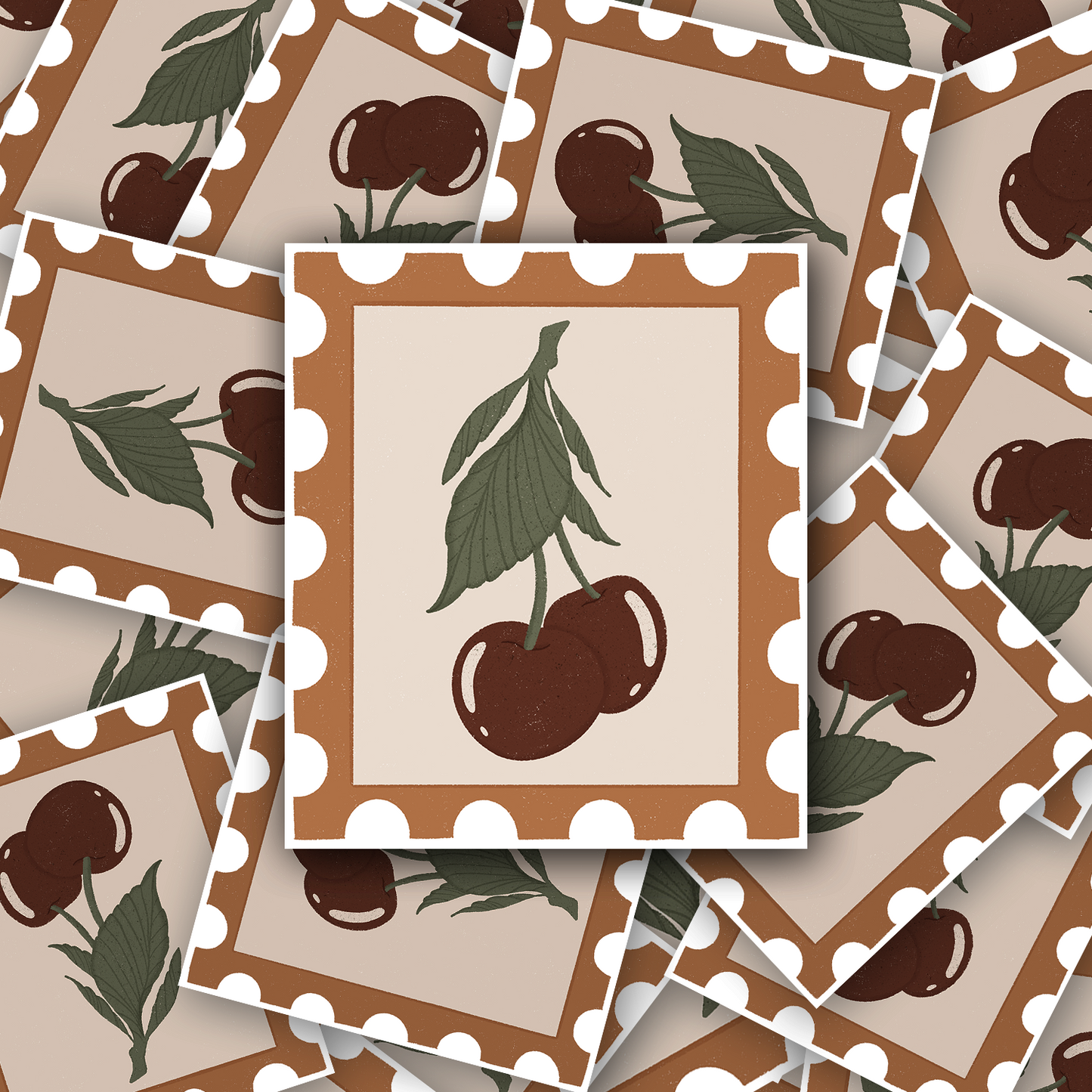 Cherry Stamp Vinyl waterproof Sticker