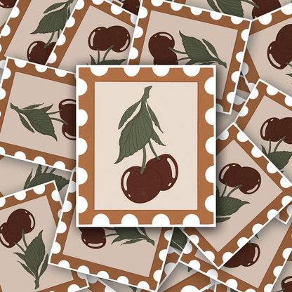 Cherry Stamp Vinyl waterproof Sticker
