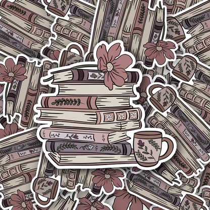 Book Stack Vinyl waterproof Sticker