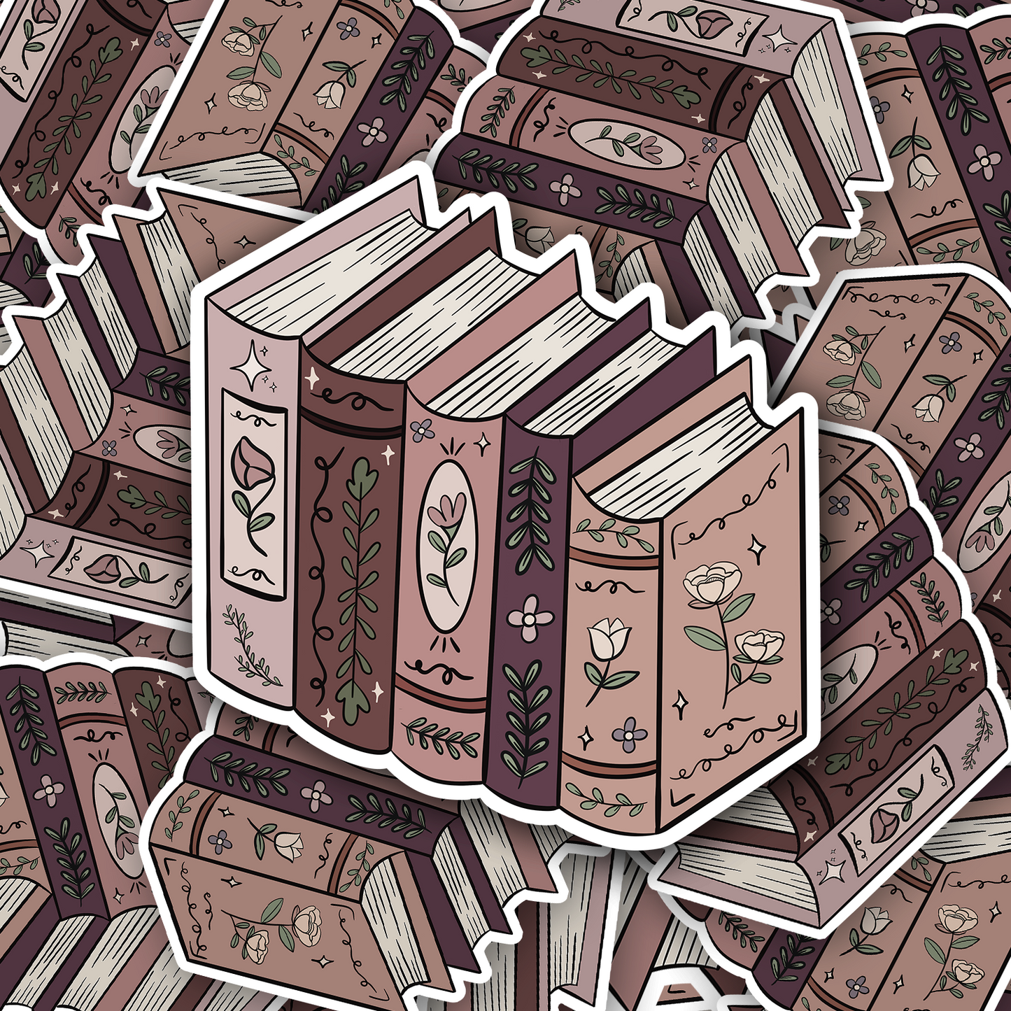 Floral Bookshelf Vinyl waterproof Sticker