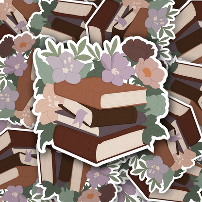 Floral Books Vinyl waterproof Sticker