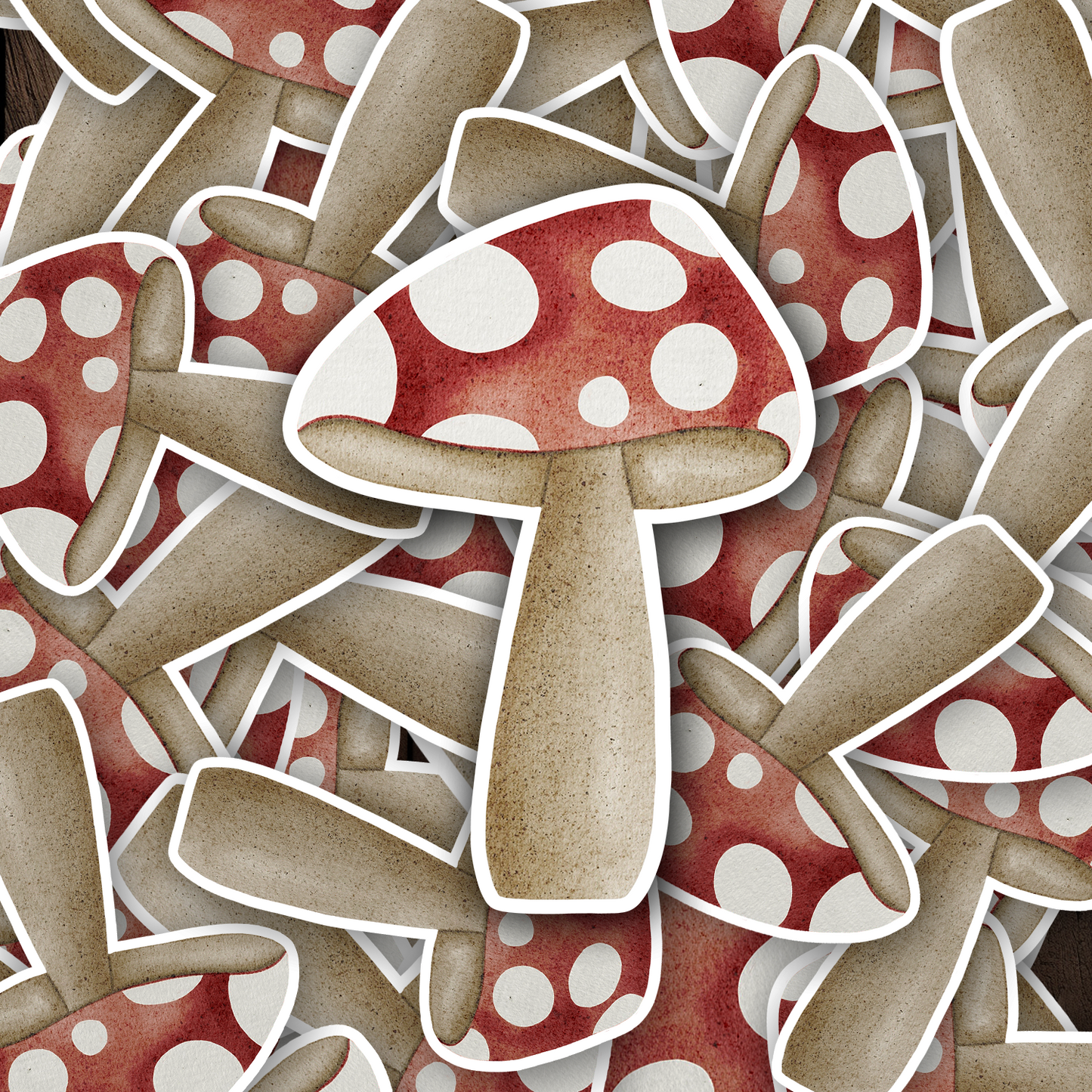 Toadstool mushroom Watercolour Vinyl waterproof Sticker