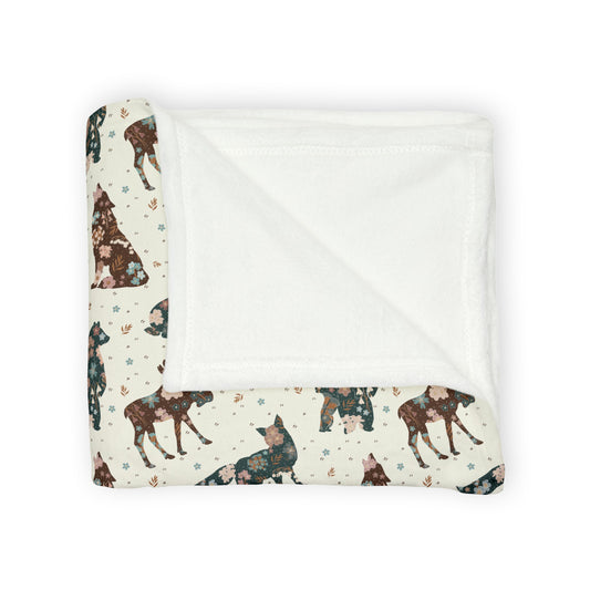 Scandi Animals Folk Floral Soft Polyester Blanket