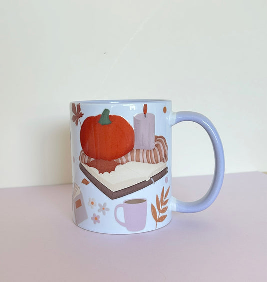 Lilac Mug Books Pumpkin Floral