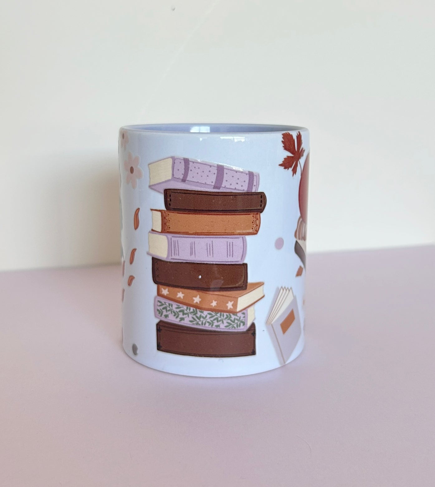 Lilac Mug Books Pumpkin Floral