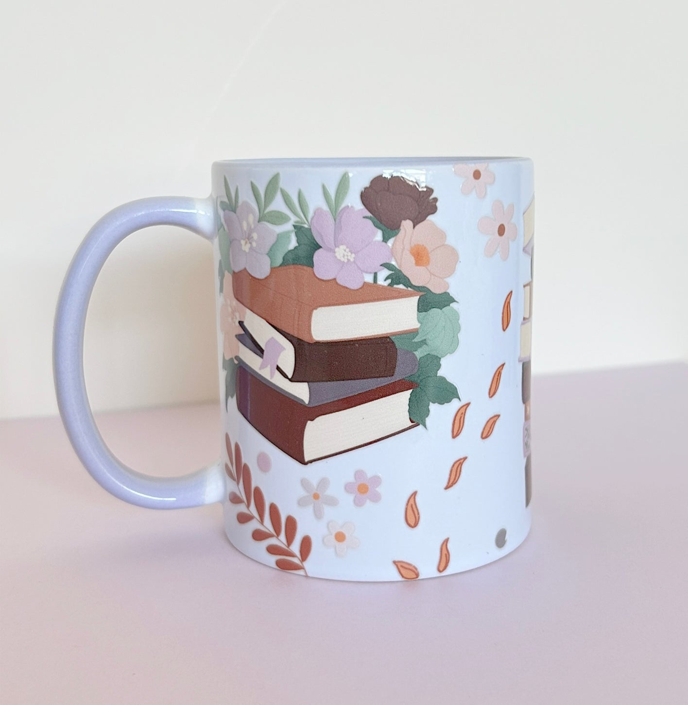 Lilac Mug Books Pumpkin Floral