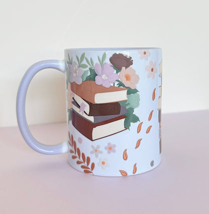 Lilac Mug Books Pumpkin Floral