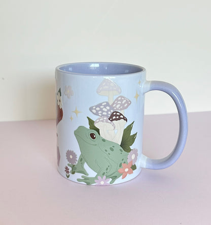 Lilac Mug Deer Frog Toadstools Books