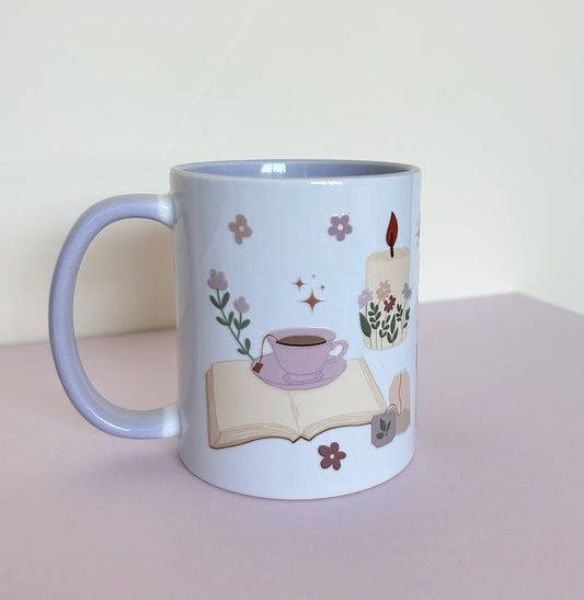 Lilac Mug Books Toadstools Candle