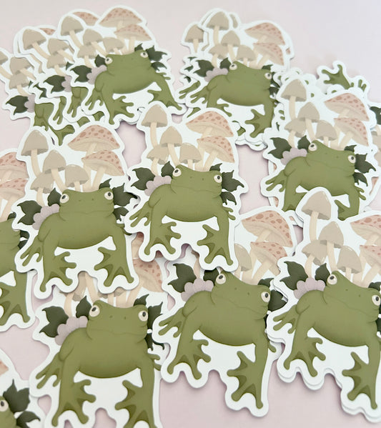 Toadstool Frog Vinyl waterproof Sticker