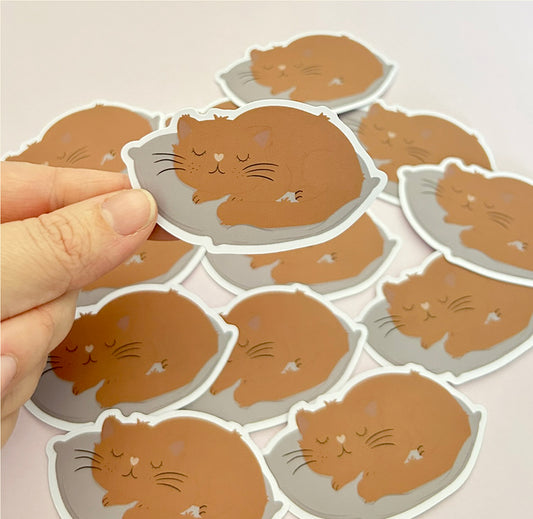 Cosy Cat Pillow Vinyl waterproof Sticker