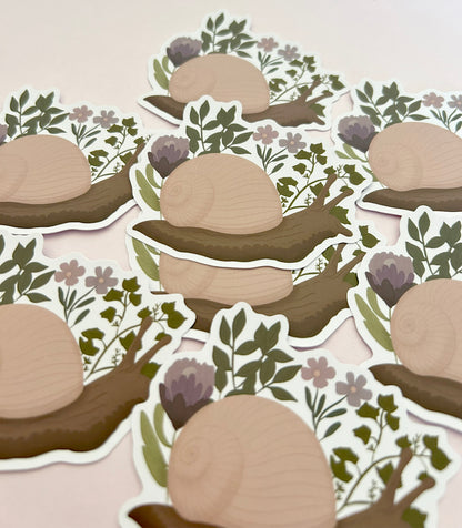 Floral Snail Vinyl waterproof Sticker