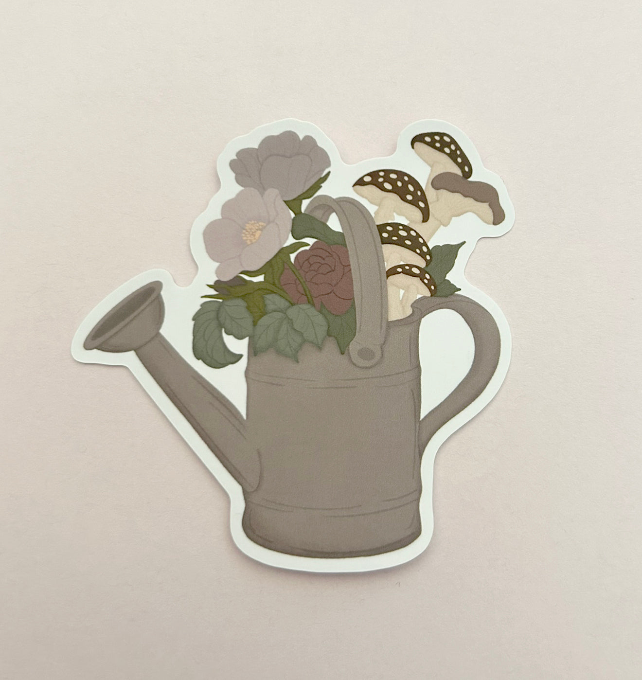 Toadstool Watering Can Vinyl waterproof Sticker