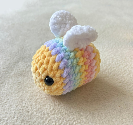 Crochet Plushies Made to Order Pastel Rainbow Bumble Bee