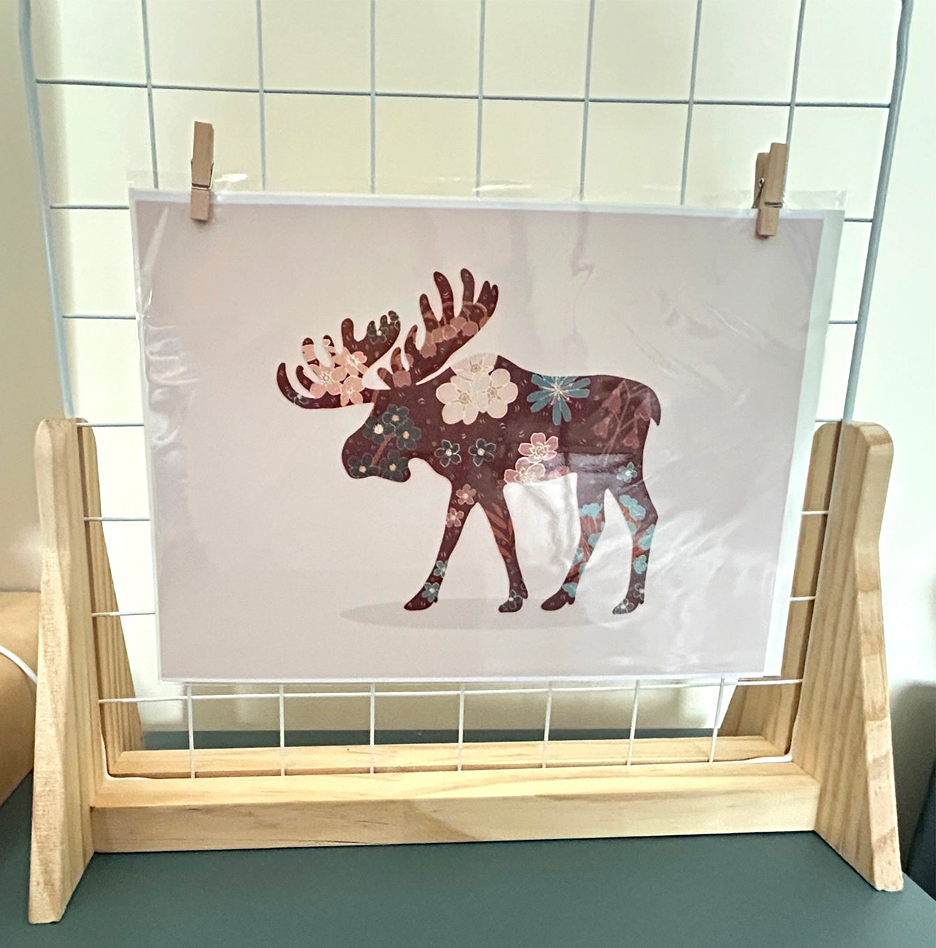 Moose Scandinavian Folk A4 Wall Art Print