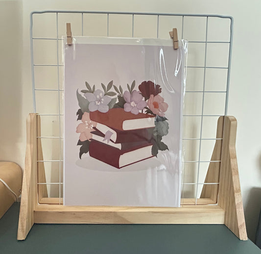 Floral Books A4 Wall Art Print