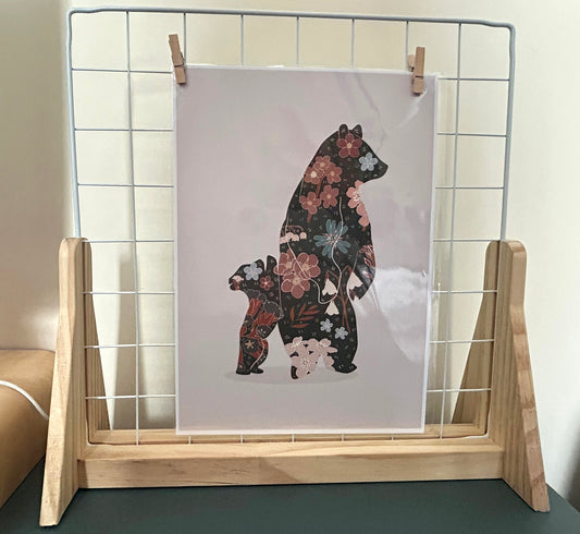 Bear Scandinavian Folk A4 Wall Art Print