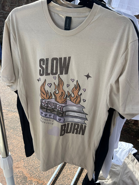 Sand Slow Burn T-Shirt Hand Drawn and Printed