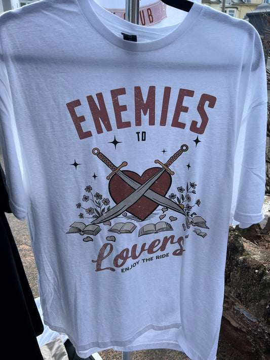 Sand Enemies to Lovers T-Shirt Hand Drawn and Printed