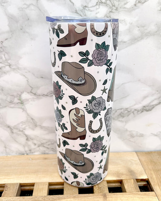 Cowboy Boots Steel Tumbler & Straw 20oz